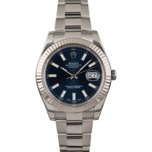 PreOwned Rolex Datejust 116334 Blue Luminous Dial 41MM