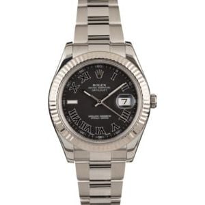 Pre-Owned Rolex Datejust II Ref 116334 Black Roman Dial