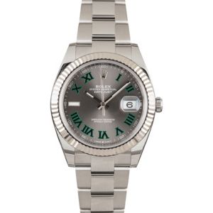 Pre-Owned Rolex Datejust 126334 Green Roman Markers Watch