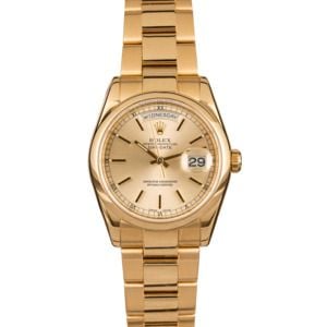 Pre-Owned Rolex Day-Date 118208 Champagne Index Dial T