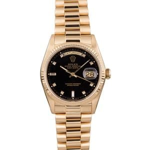 Pre-Owned Rolex President 18038 Black Diamond Dial