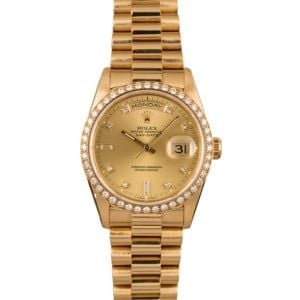 Pre-Owned Rolex President 18348 Diamond Dial & Bezel