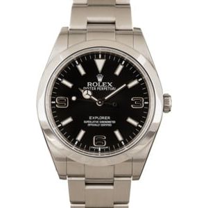 Authentic Rolex Explorer 214270 Black Dial Silver Arabic Numbers