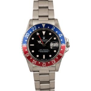 Pre-Owned Rolex Pepsi GMT-Master 16750 Black Dial