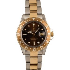 Used Rolex Two Tone GMT-Master 16753 'Root Beer' Insert T