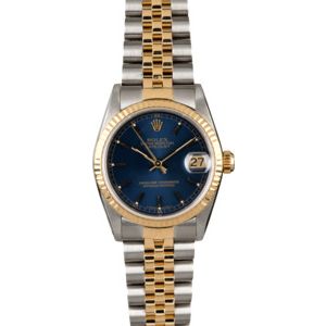 Mid-Size Rolex Datejust 68273 Blue Index Dial