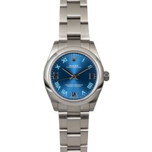 Factory Stickered Rolex Oyster Perpetual 177200 Blue Roman Dial