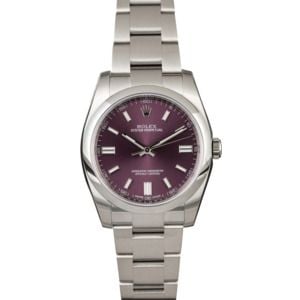 Unworn Rolex Oyster Perpetual 116000 Red Grape Dial