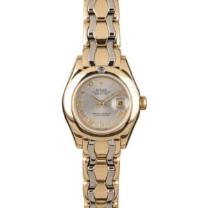 Rolex Ladies Pearlmaster 69328 White and Yellow Gold