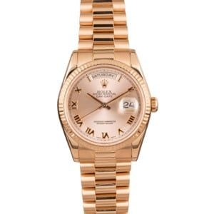 Rolex President 118235 Pink Roman Dial