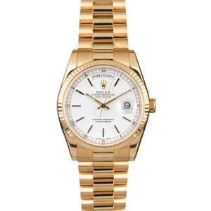 Certified Rolex President 118238 White Index Dial