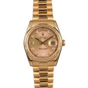 Pre-Owned Rolex 118238 President Pink Diamond Dial