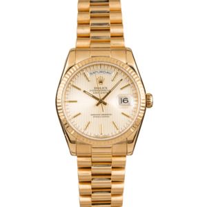 Rolex President Gold Day-Date 118238 Silver Tapestry Dial