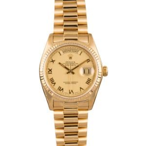 Pre Owned Rolex President 18038 Champagne Roman