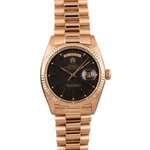 PreOwned Rolex President Rose Gold 1803 Black Dial