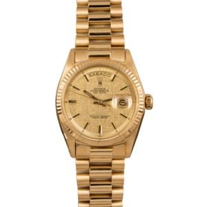 Pre Owned Rolex President Day-Date 1803 Linen Dial