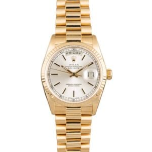 Used Rolex President 18038 Yellow Gold Silver Dial