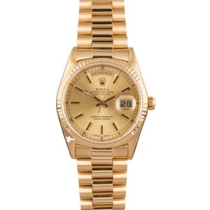 Pre Owned Rolex President 18238 Day-Date Fluted Bezel