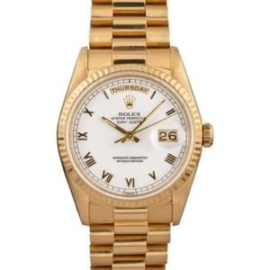 Mens Rolex President 18238 White Roman Dial