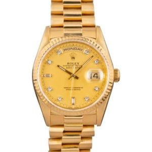 Rolex President 18238 Champagne Diamond Dial