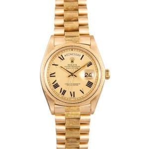 Rolex President 18k Gold Bark Finish 1807