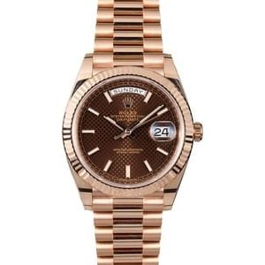 Unworn Rolex President Everose Gold 228235 Chocolate Dial