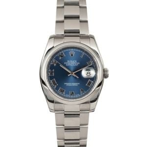 Rolex Stainless Datejust 116200 Blue Roman