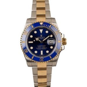 Used Rolex Submariner 116613 Two Tone with Sunburst Blue Dial