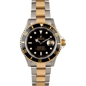 Men's Rolex Submariner 16613 Gold Thru Clasp