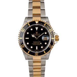 PreOwned Rolex Submariner 16613 Gold Thru Clasp