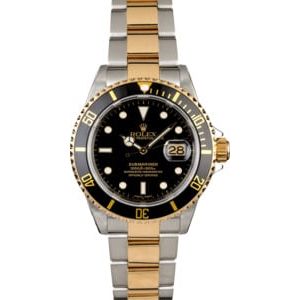 Certified Rolex Submariner 16613 Gold Thru Clasp