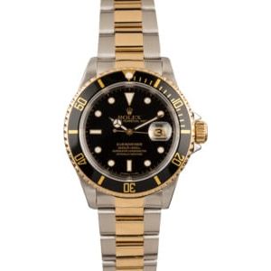 Used Rolex Submariner Two Tone 16613 Black Dial