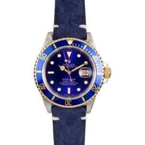 Rolex Submariner Two Tone 16613 Leather Strap