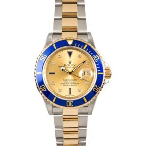 Rolex Submariner 16613T Champagne Serti Dial