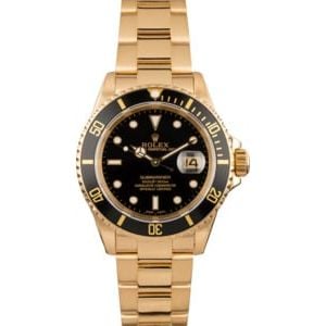 Used Rolex Submariner 16618 Yellow Gold Oyster