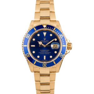 Rolex Yellow Gold Submariner Blue Dial 16618