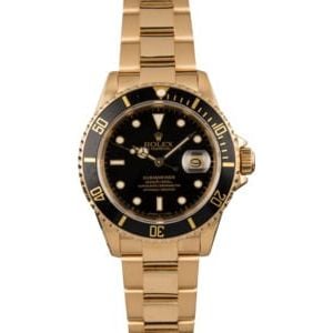 Pre Owned Rolex Submariner 16618 Yellow Gold