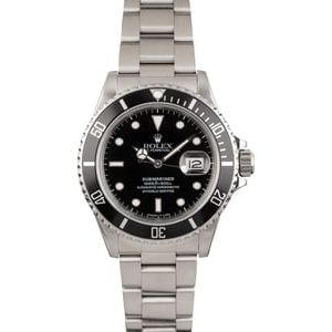 121663-1 PreOwned Steel Rolex Submariner 16800 Black Tritium Dial