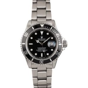 Pre Owned Rolex Submariner 16800 Black Diving Watch