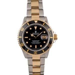 Used Rolex Black Dial 16803 Submariner Two Tone