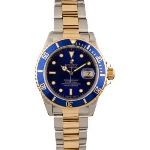 Pre Owned Rolex Submariner 16803 Sunburst Blue