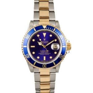 Two Tone Rolex Submariner 16803 Blue Bezel