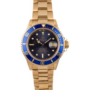 Rolex Submariner 16808 Yellow Gold Aged Blue Nipple Dial