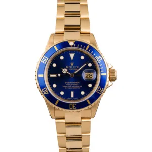 Pre Owned Rolex Submariner 16808 Sun Burst Blue Dial