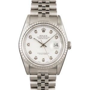 Rolex Stainless Datejust 16220 White