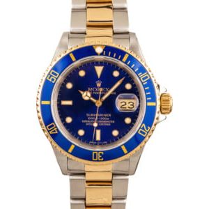 Submariner Rolex Blue 16613 Steel & Gold