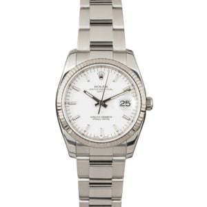 Rolex Date 115234 White Index Dial