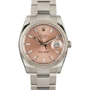 Pre-Owned Rolex Date 115234 Salmon Dial