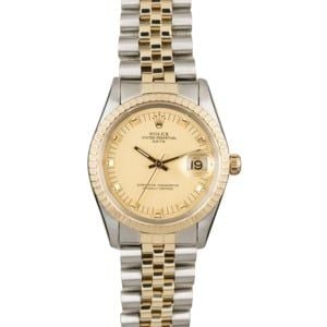 PreOwned Rolex Date 15053 Champagne Dial