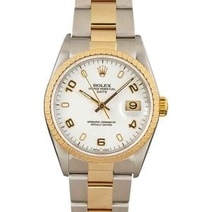 Rolex Date 15223 White Arabic Dial